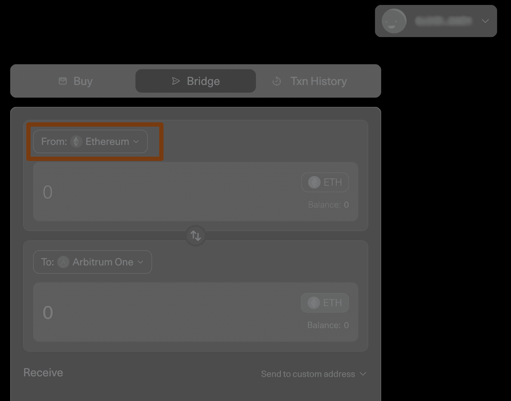 Select the token to bridge