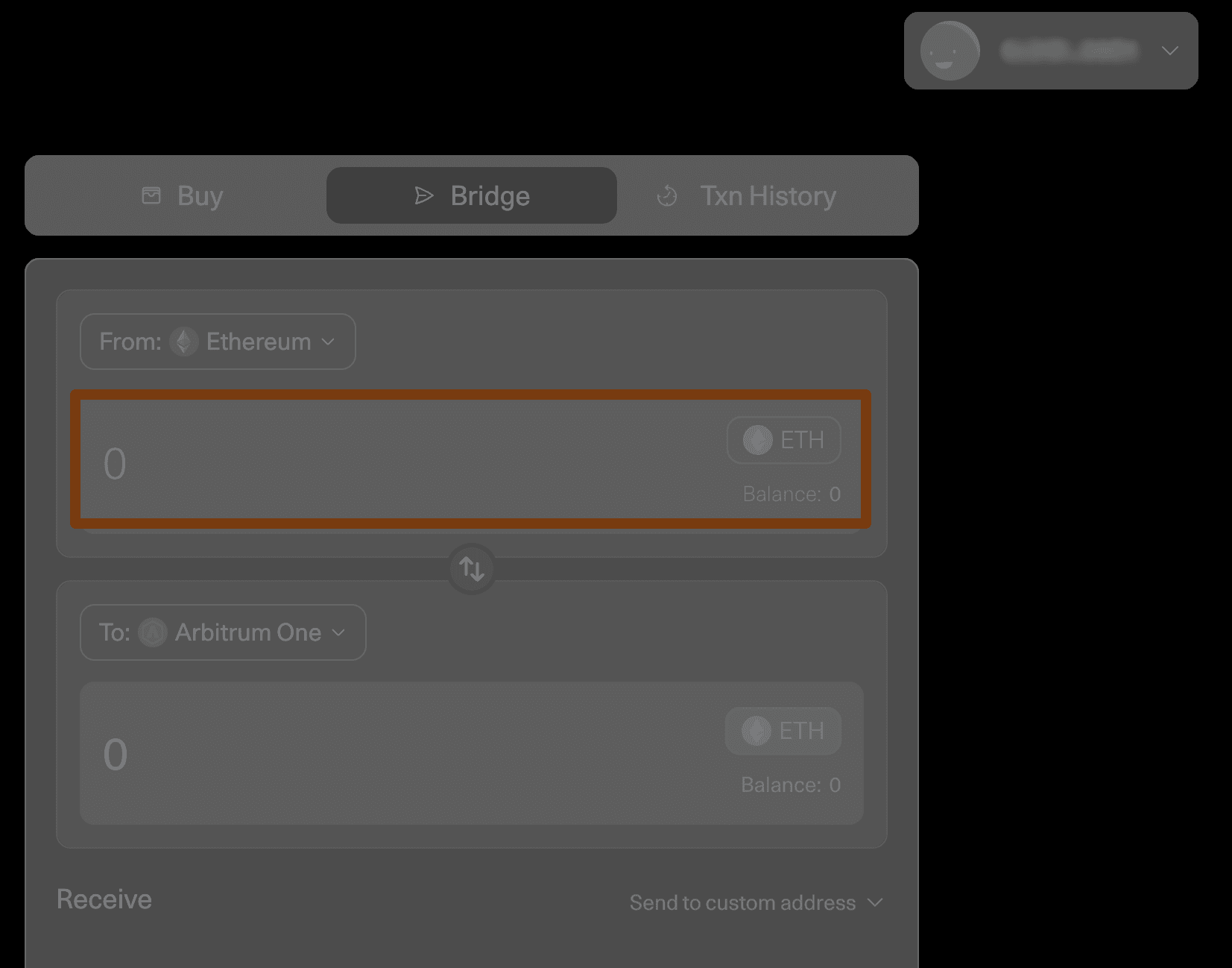 Enter the amount of tokens to bridge