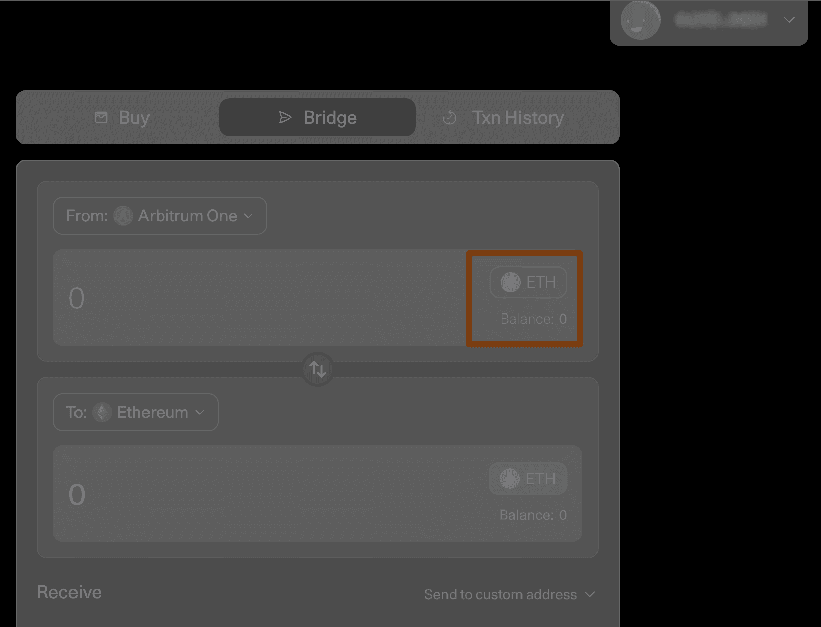 Select the token to withdraw